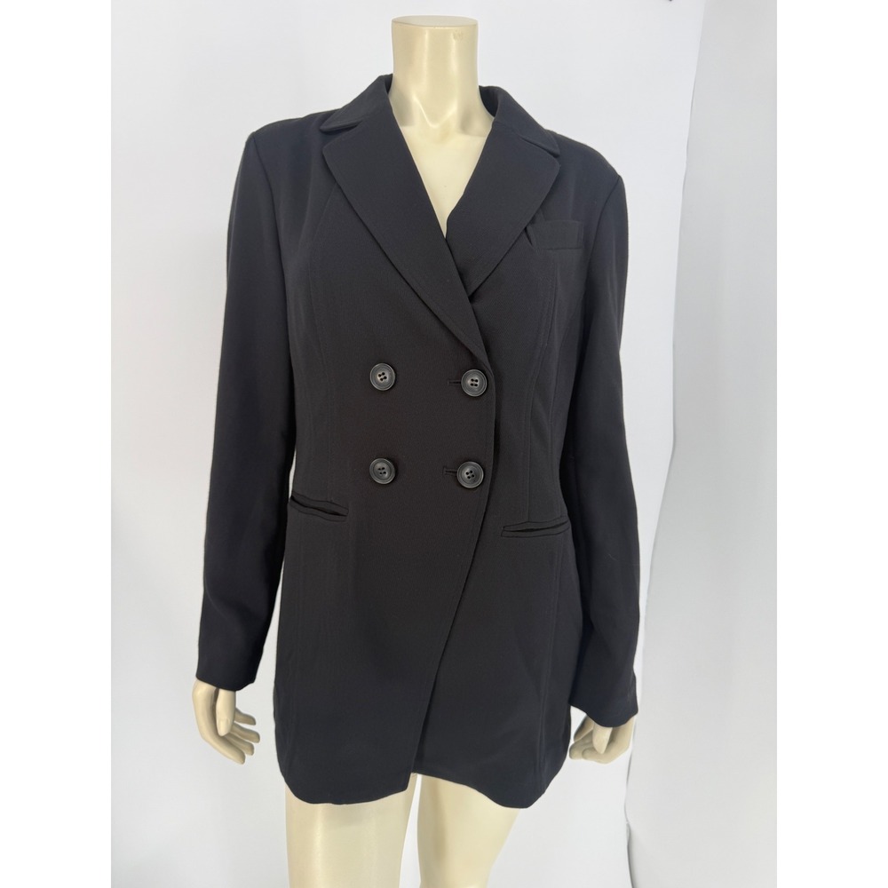 Coldwater Creek Black Double Breasted Blazer Jacket 14 90s Office Siren Tailored
